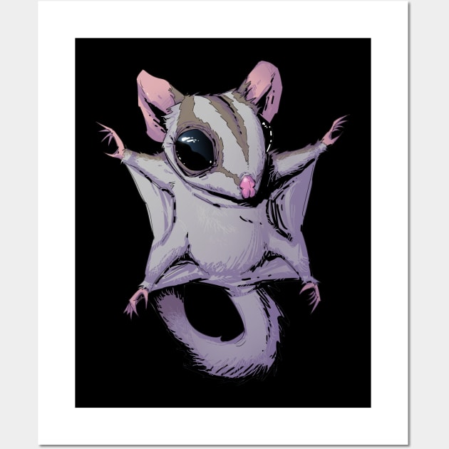 Cute Flying Sugar Glider Gift For Kids and Sugar Glider Lovers Wall Art by Hutchew